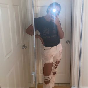 LF Ripped light pink baggy jeans